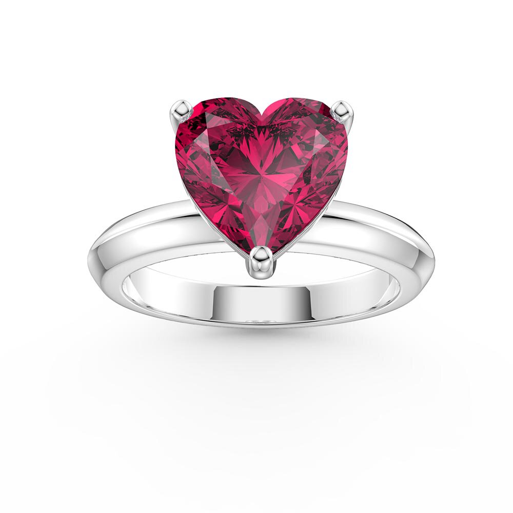 Unity 2ct Heart Ruby Solitaire Platinum Plated Silver Promise Ring