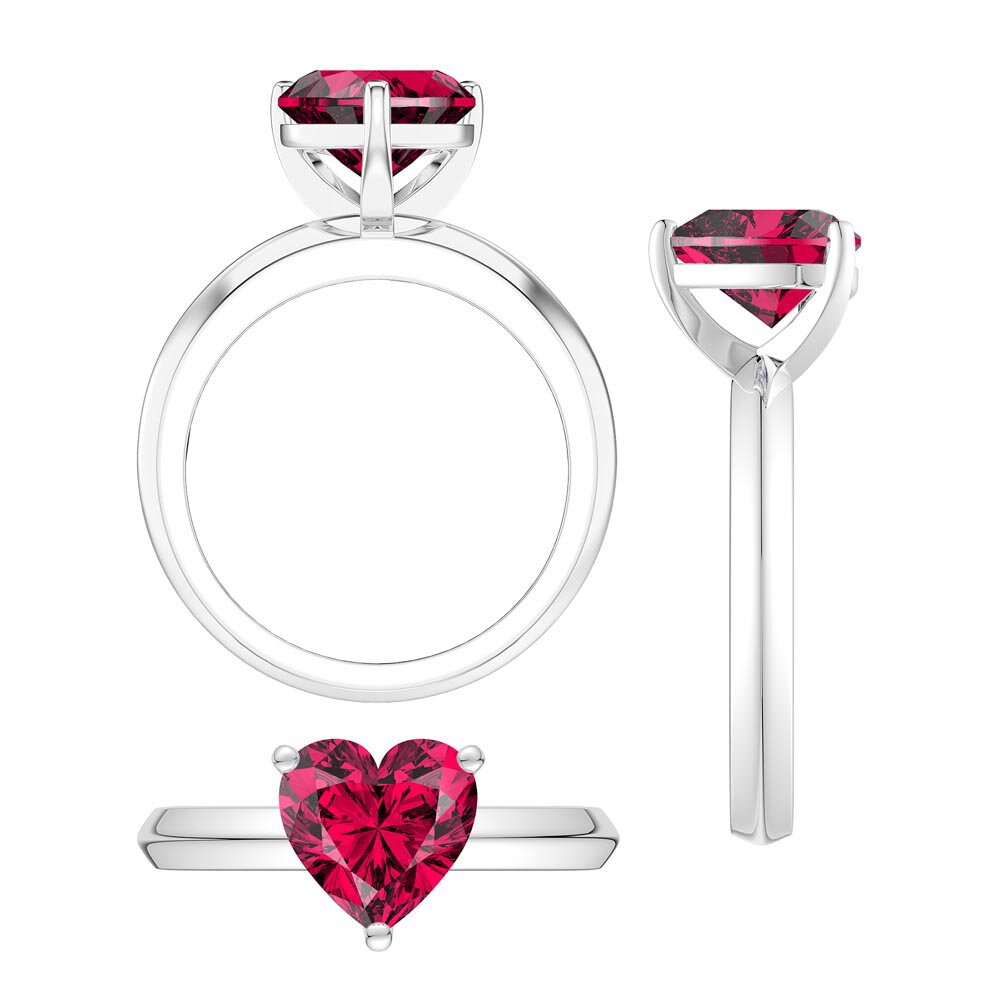 Unity 2ct Heart Ruby Solitaire Platinum Plated Silver Promise Ring #4