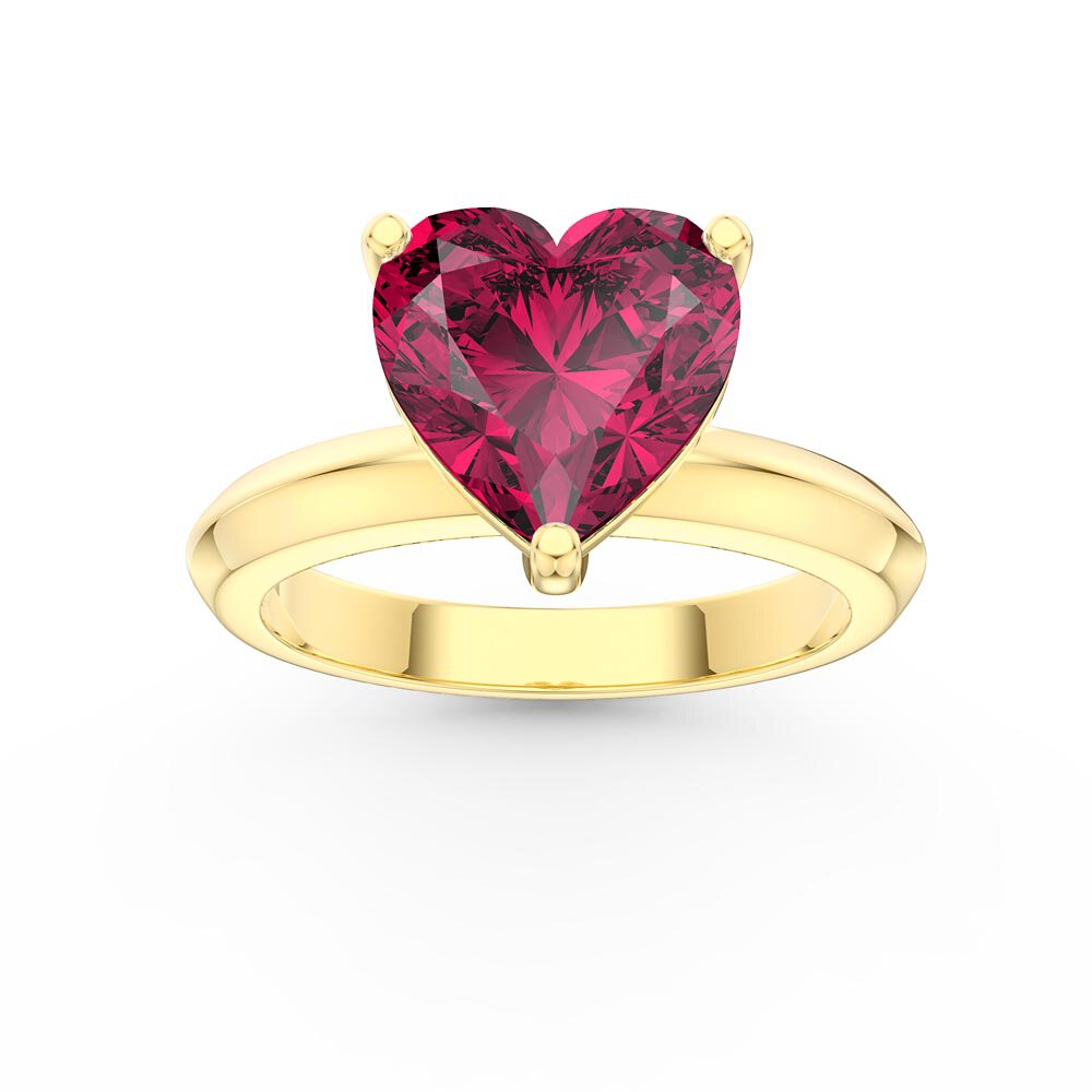 Unity 2ct Heart Ruby Solitaire 10K Yellow Gold Promise Ring