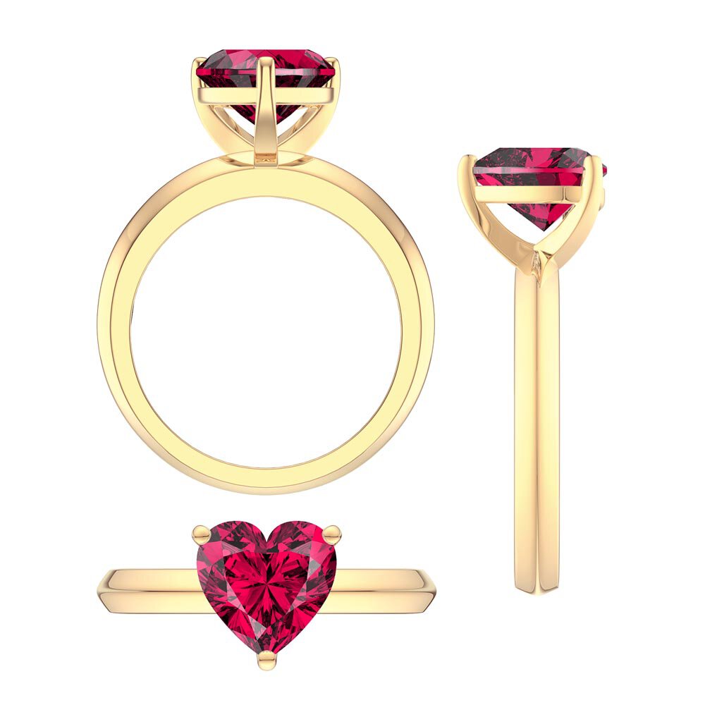 Unity 2ct Heart Ruby Solitaire 18K Yellow Gold Promise Ring #4