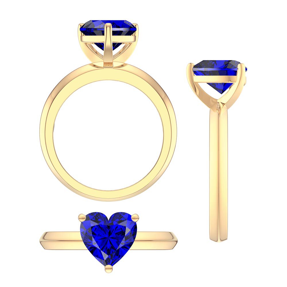 Unity 2ct Heart Blue Sapphire Solitaire 18K Yellow Gold Proposal Ring #4