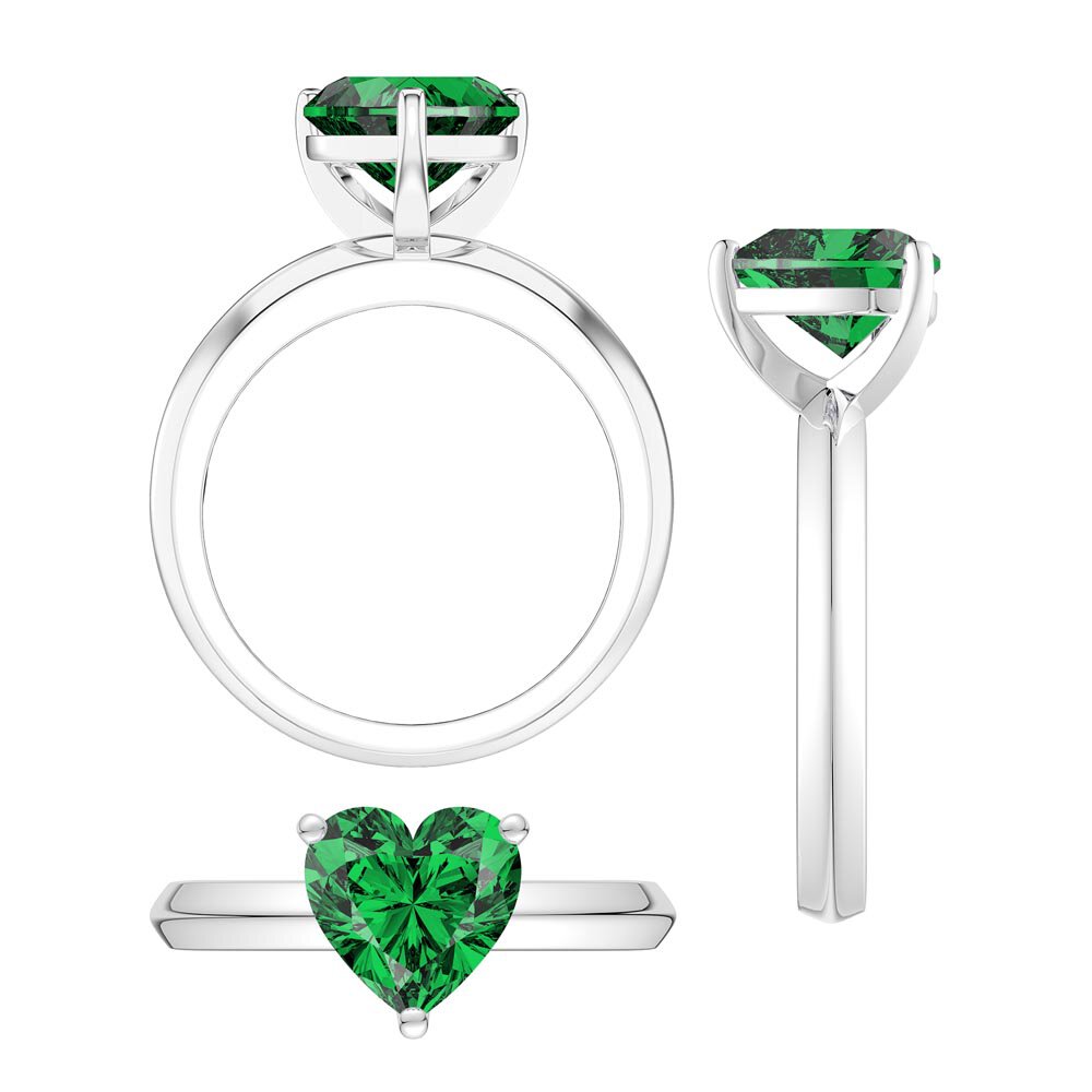 Unity 2ct Heart Emerald Solitaire 10K White Gold Proposal Ring #4