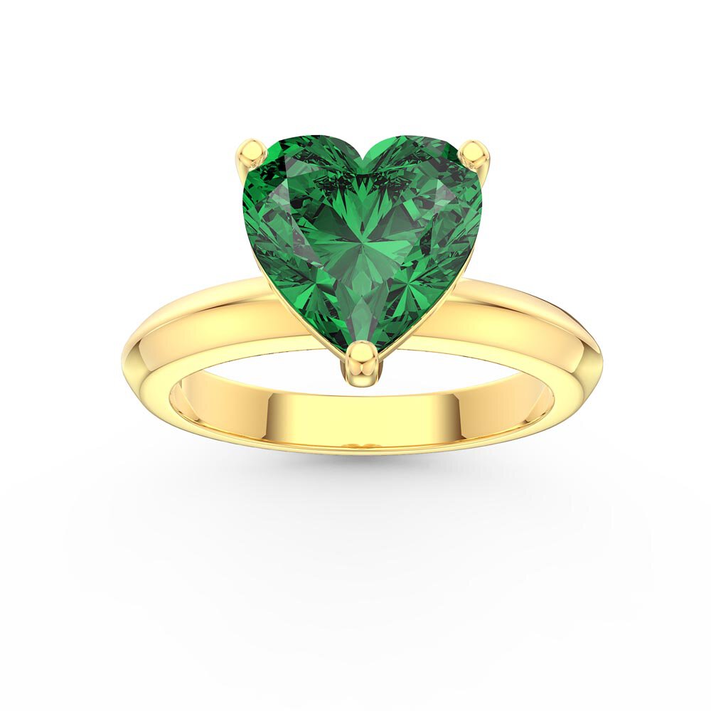 Unity 2ct Heart Emerald Solitaire 10K Gold Proposal Ring