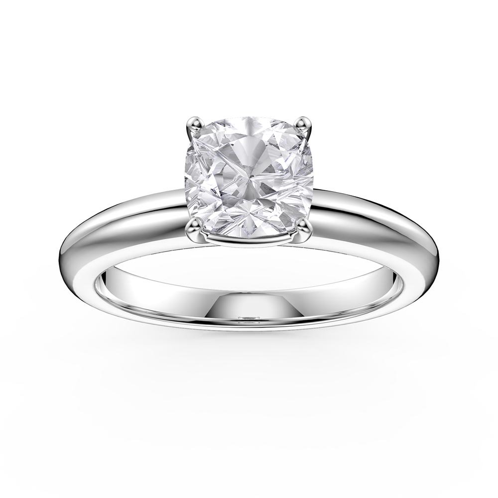 Unity 1ct Moissanite Cushion cut Solitaire 18K White Gold Proposal Ring