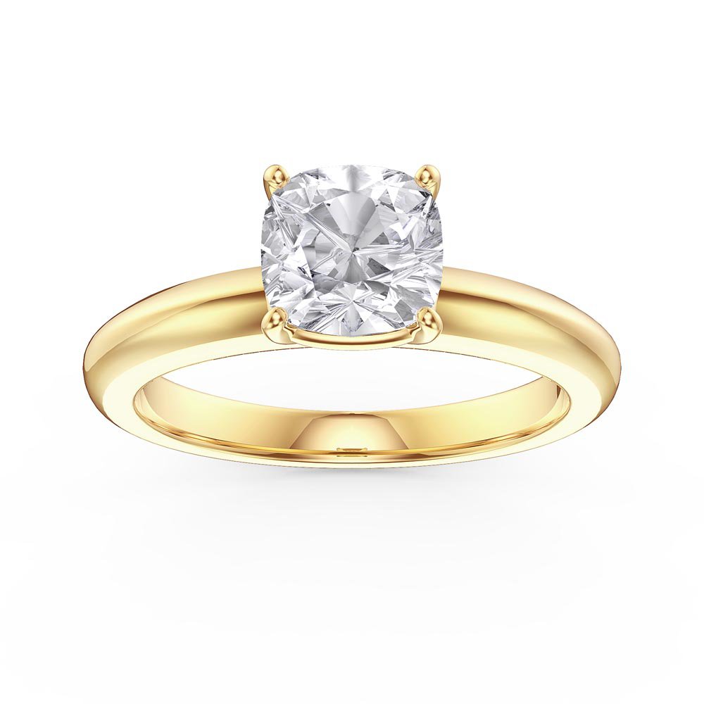 Unity 1ct Moissanite Cushion cut Solitaire 10K Yellow Gold Proposal Ring