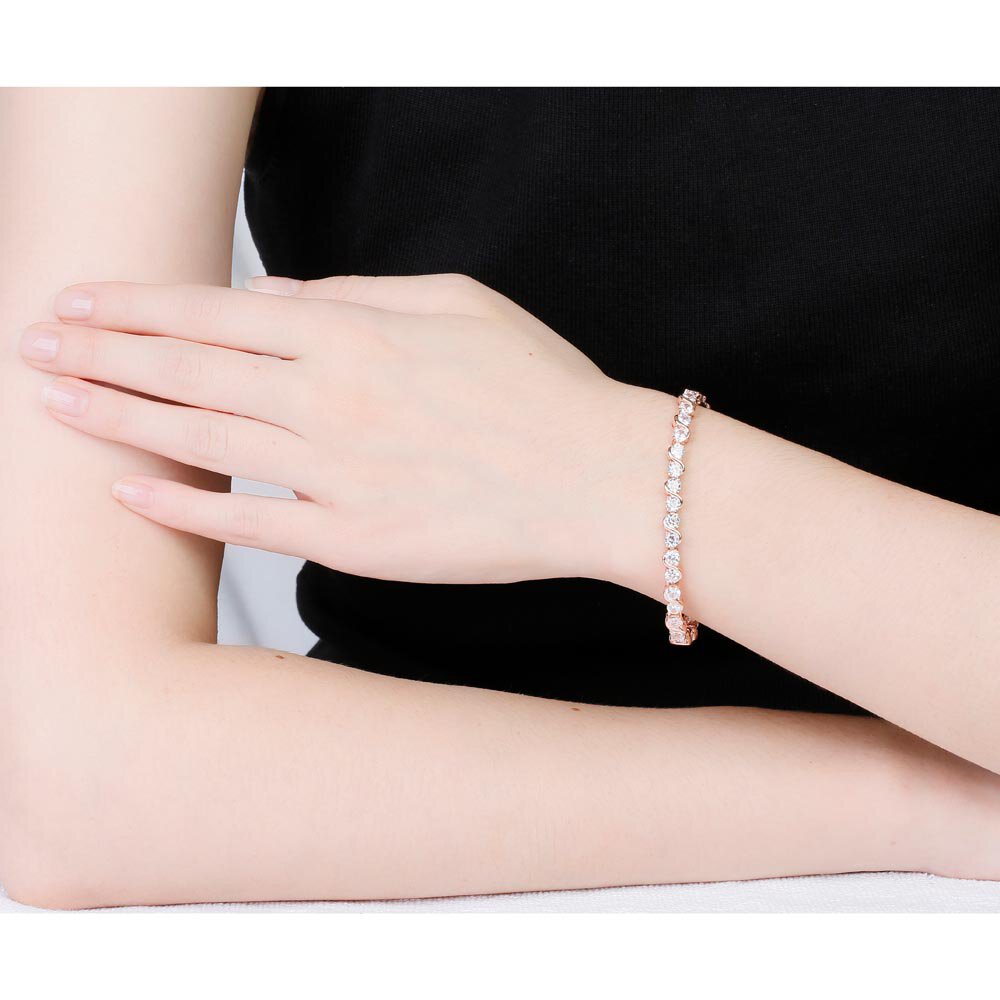 Infinity White Sapphire 18K Rose Gold Vermeil S Bar Tennis Bracelet #2