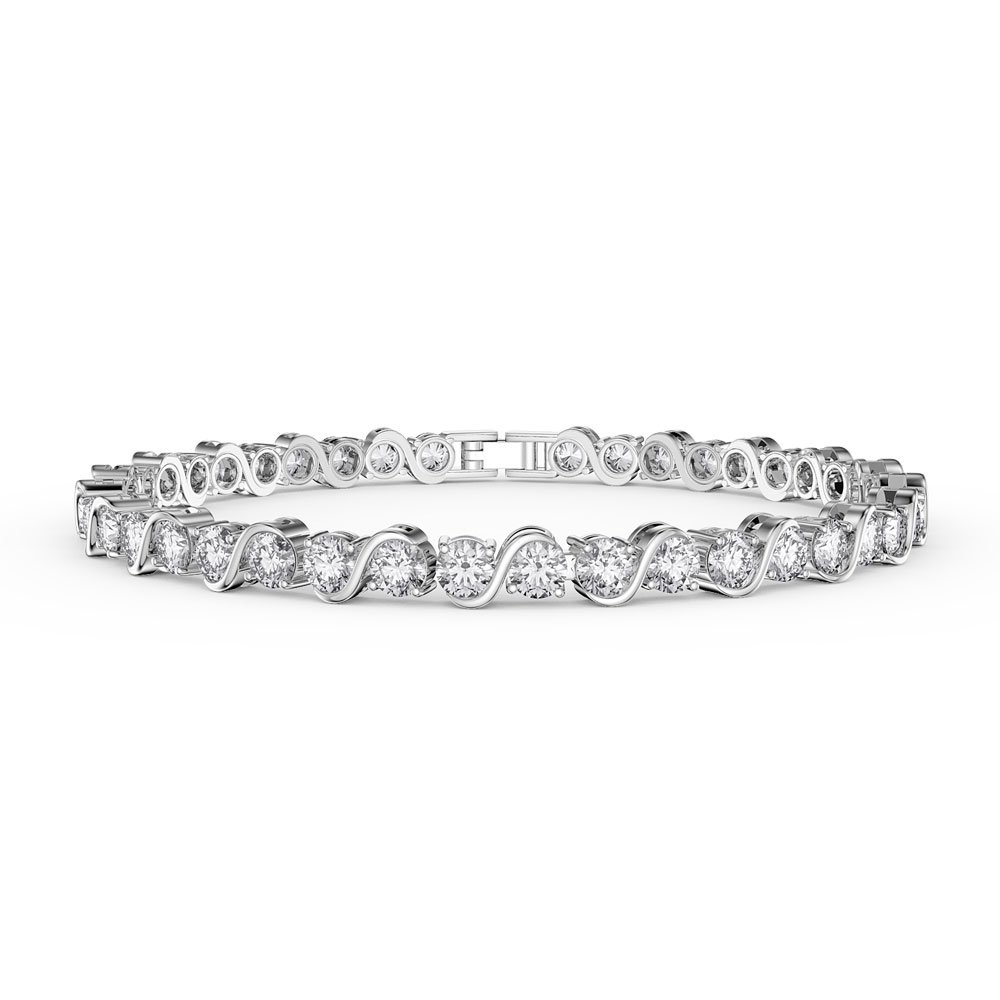Infinity Diamond CZ Rhodium plated S Bar Silver Tennis Bracelet