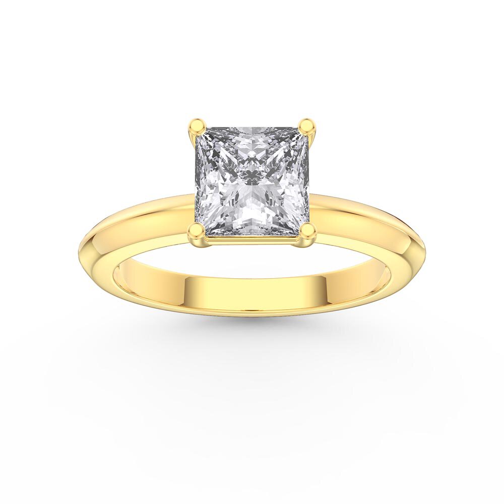 Unity 1ct Princess Moissanite Solitaire 18K Yellow Gold Engagement Ring