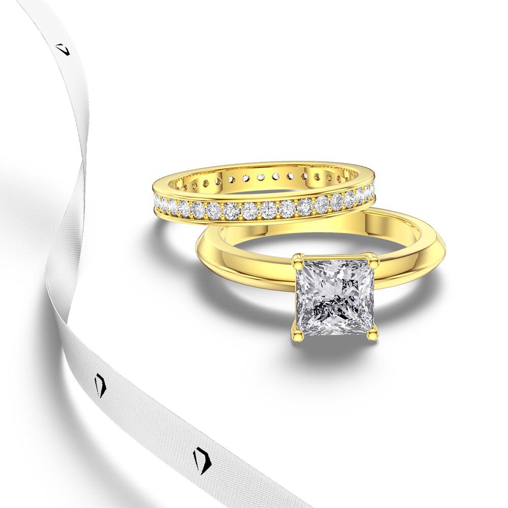 Unity 1ct Princess Diamond Solitaire 18K Yellow Gold Engagement Ring #2