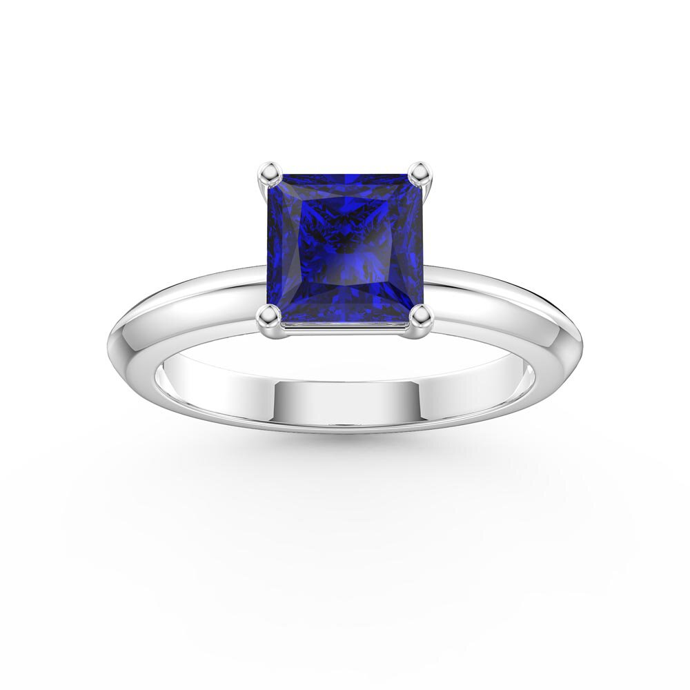 Unity 1ct Princess Sapphire Platinum plated Silver Promise Ring