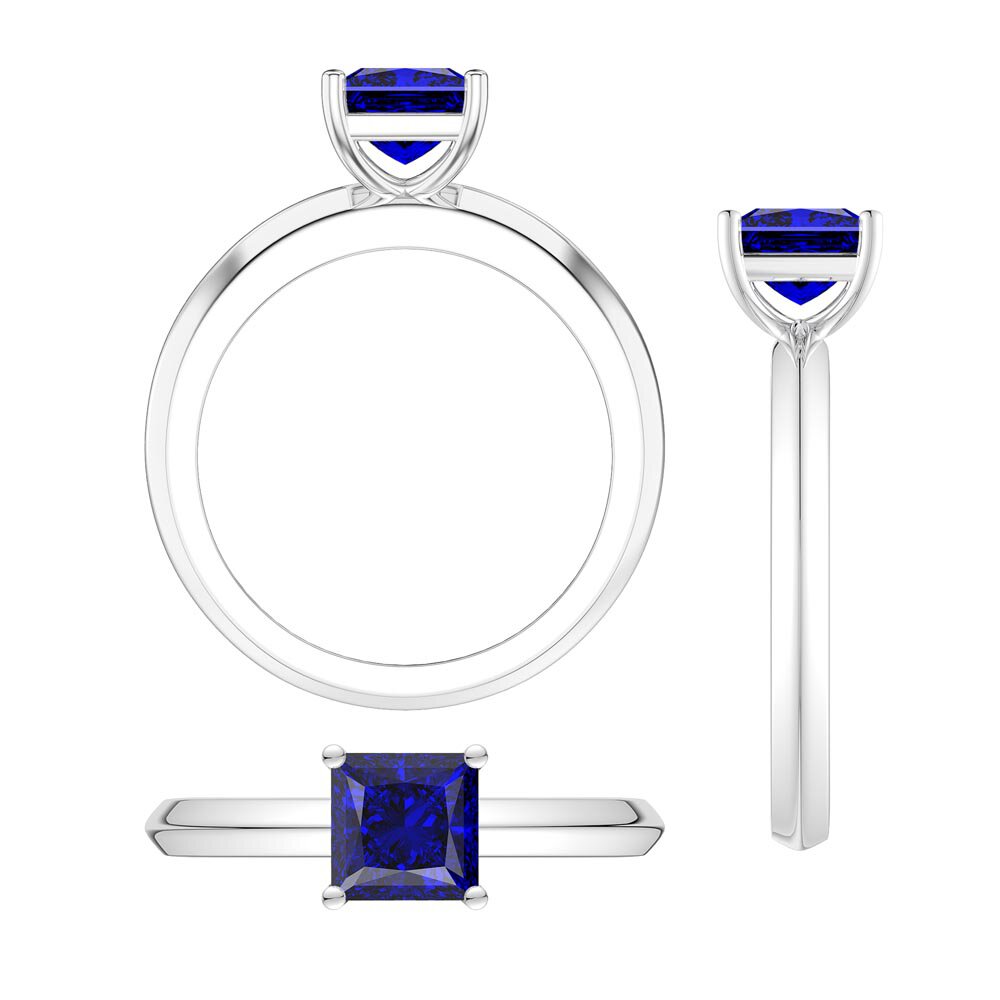 Unity 1ct Princess Sapphire 18K White Gold Engagement Ring #4