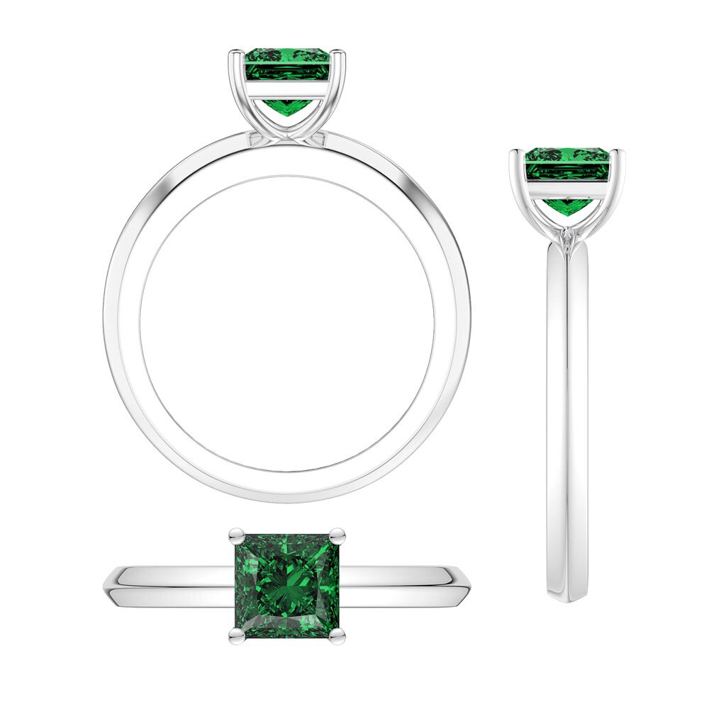 Unity 1ct Princess Emerald 10K White Gold Proposal Ring #4