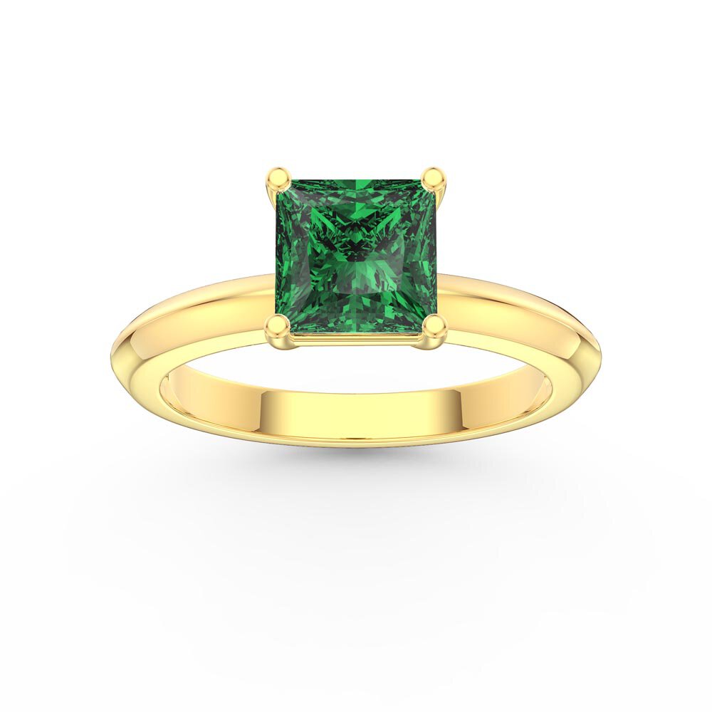 Unity 1ct Princess Emerald 18K Yellow Gold Engagement Ring