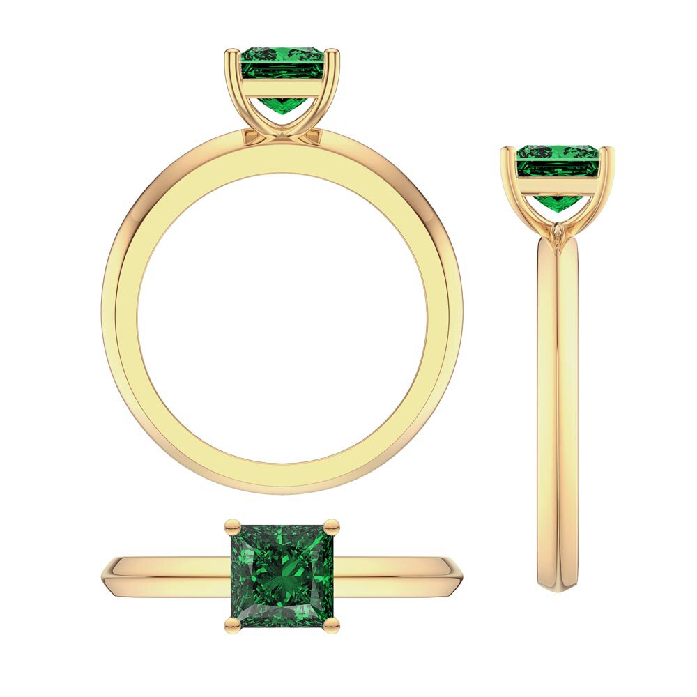 Unity 1ct Princess Emerald 18K Yellow Gold Engagement Ring #4