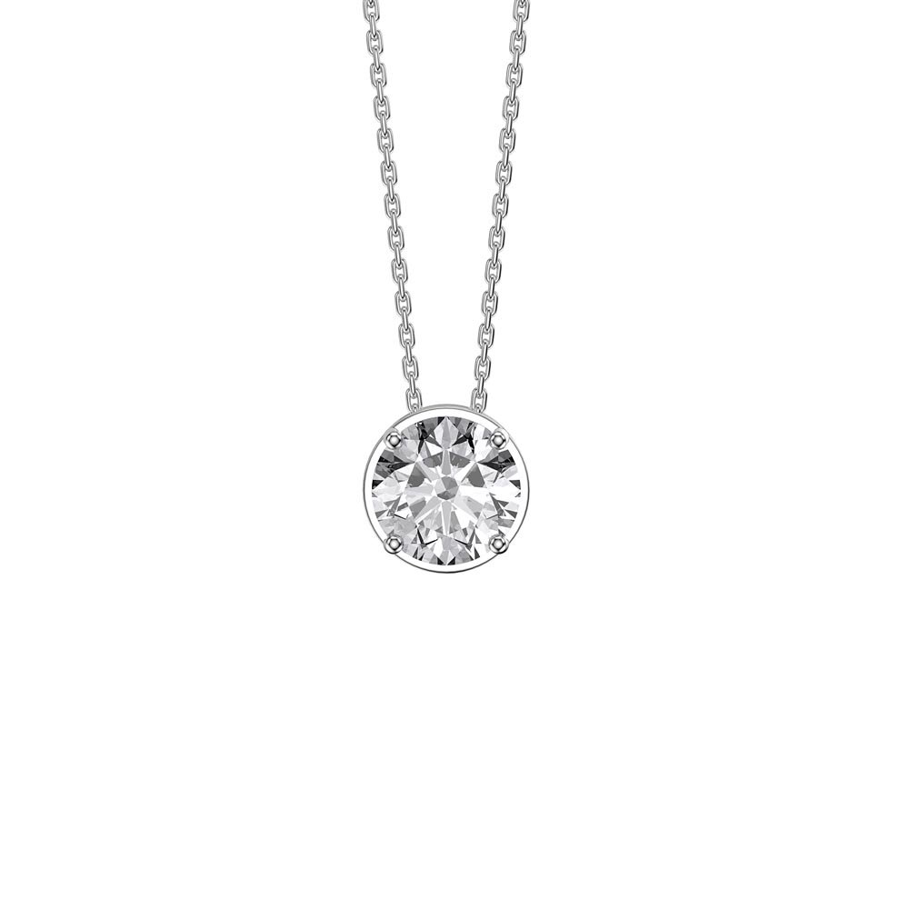 Infinity 1.0ct Solitaire White Sapphire Platinum plated Silver Pendant