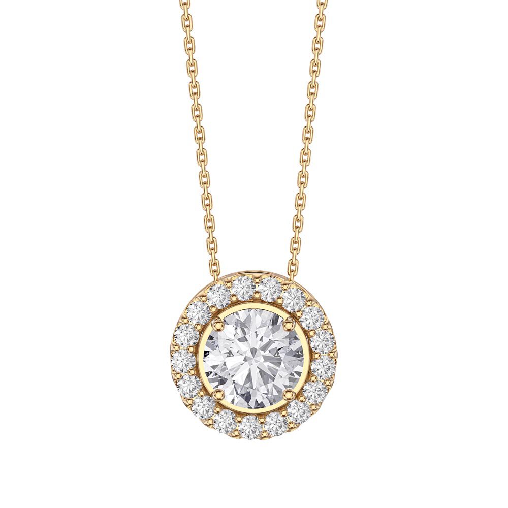 Infinity White Sapphire Solitaire and Halo 18K Gold Vermeil Pendant Set