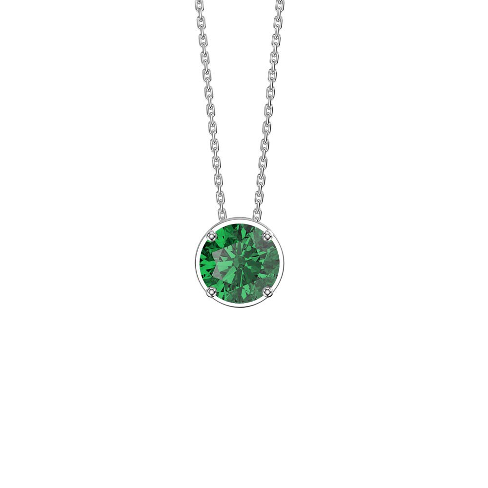 Infinity 1.0ct Solitaire Emerald 10K White Gold Pendant