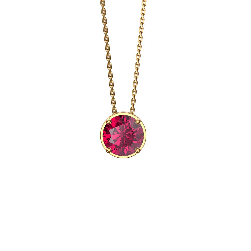 Infinity Ruby Solitaire and Halo 18K Gold Vermeil Pendant Max Set #4