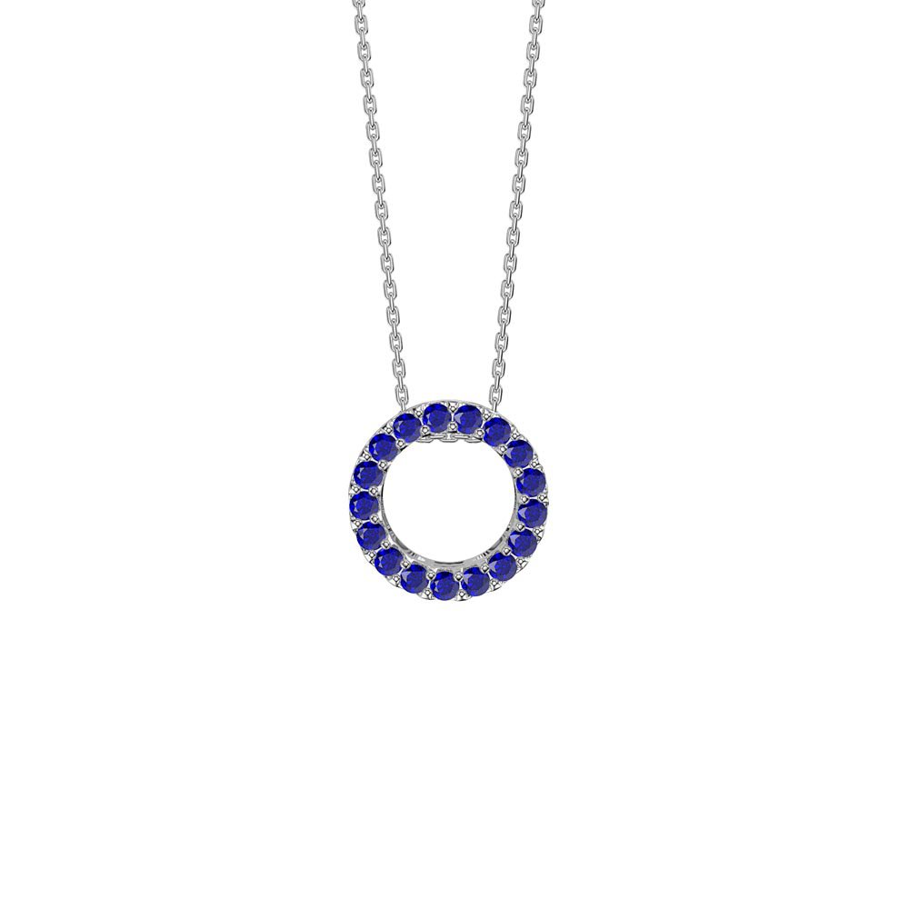 Infinity Sapphire Pave and Halo Platinum plated Silver Pendant Set #2