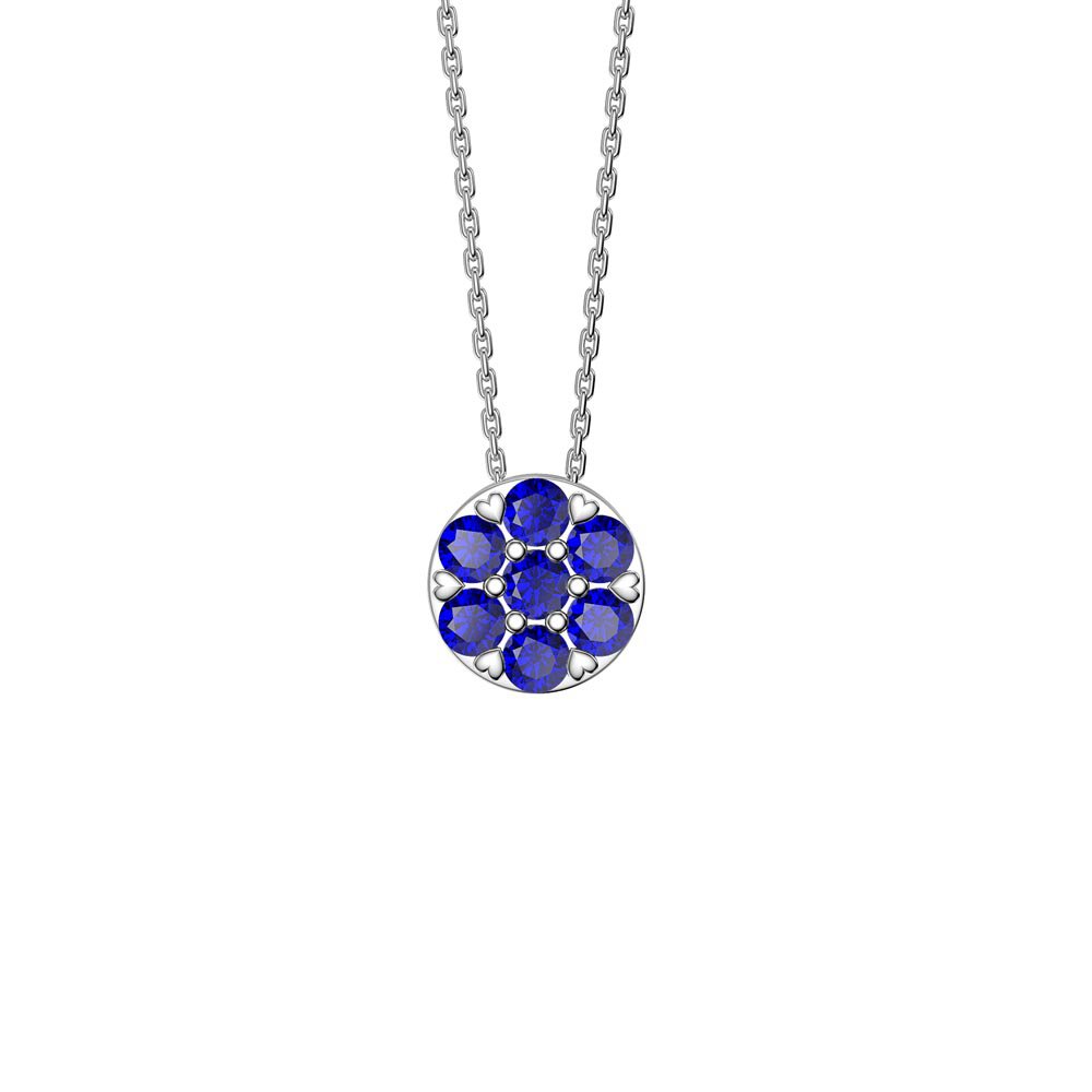 Infinity Sapphire Pave and Halo Platinum plated Silver Pendant Set #3