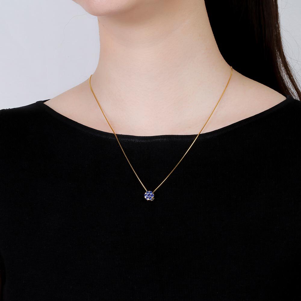 Infinity Sapphire Pave and Halo 18K Gold Vermeil Pendant Set #6