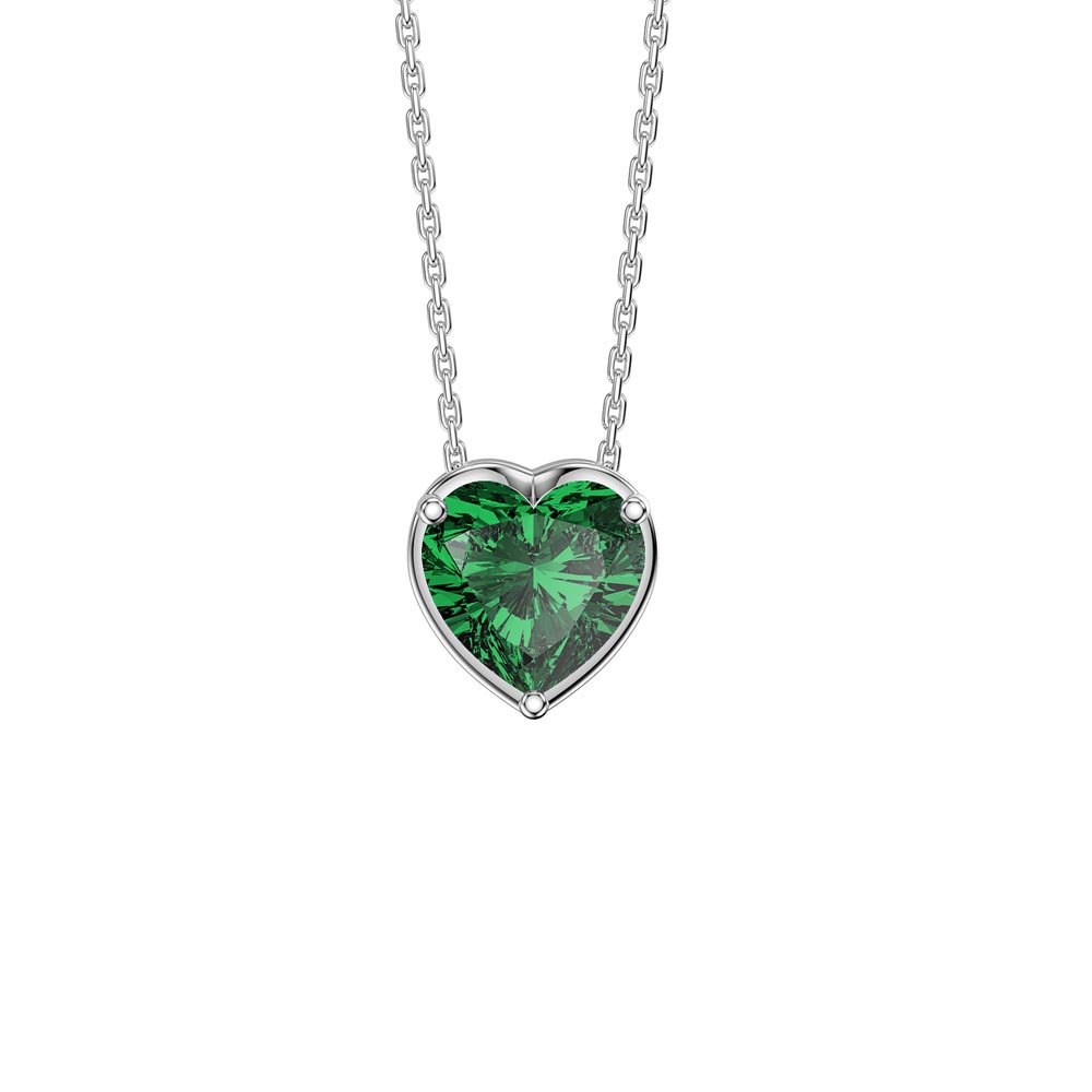 Infinity 1ct Heart Emerald 10K White Gold Pendant