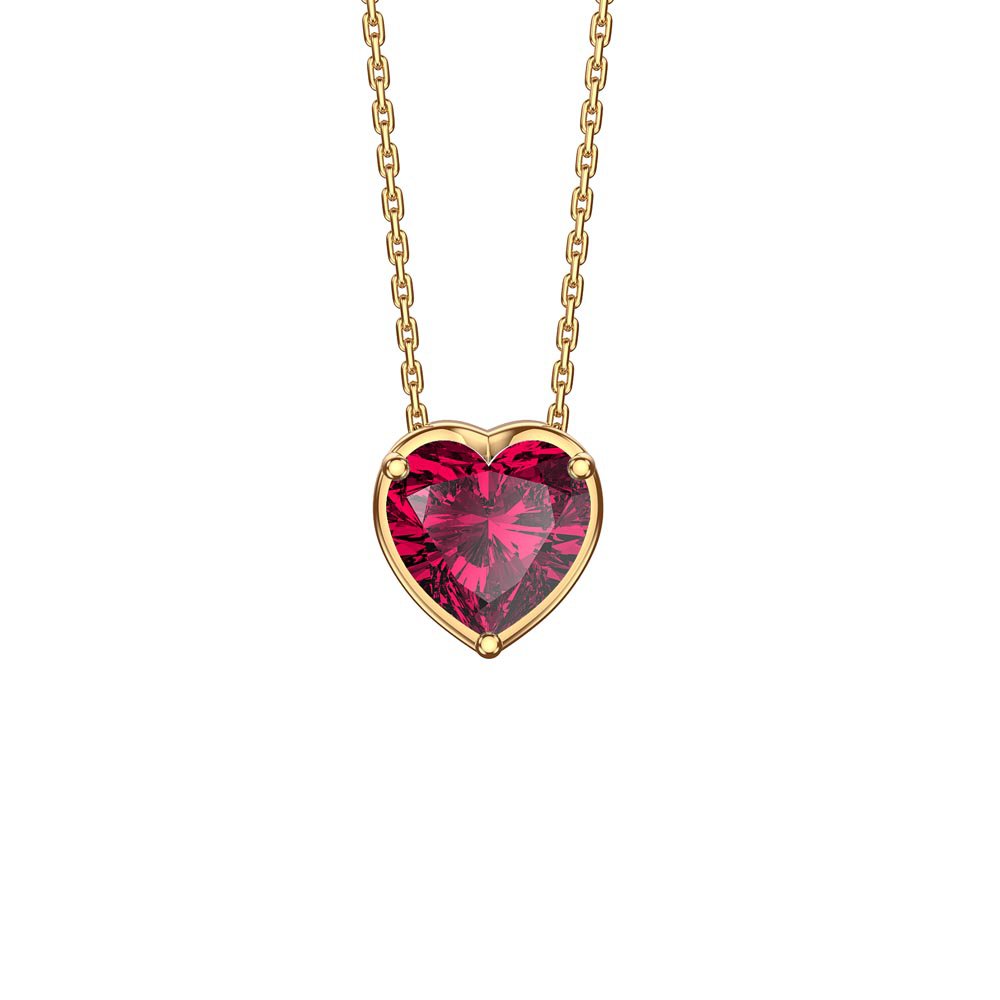 Infinity Heart Ruby Solitaire and Halo 18K Gold Vermeil Pendant Set #3