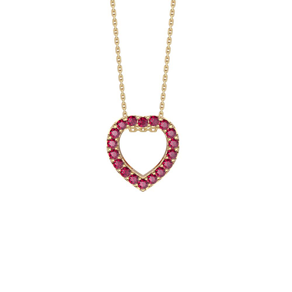 Infinity Heart Ruby Solitaire and Halo 18K Gold Vermeil Pendant Set #2