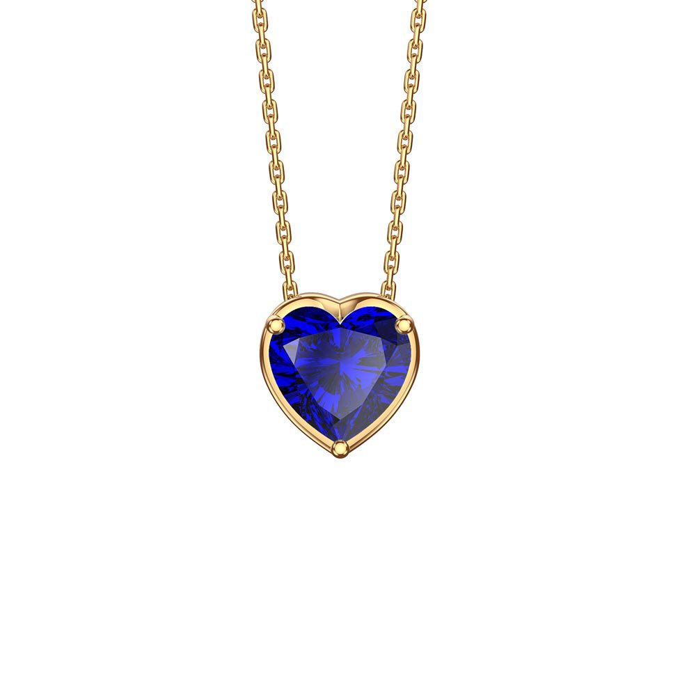 Infinity Heart Sapphire Solitaire and Halo 18K Gold Vermeil Pendant Set #3