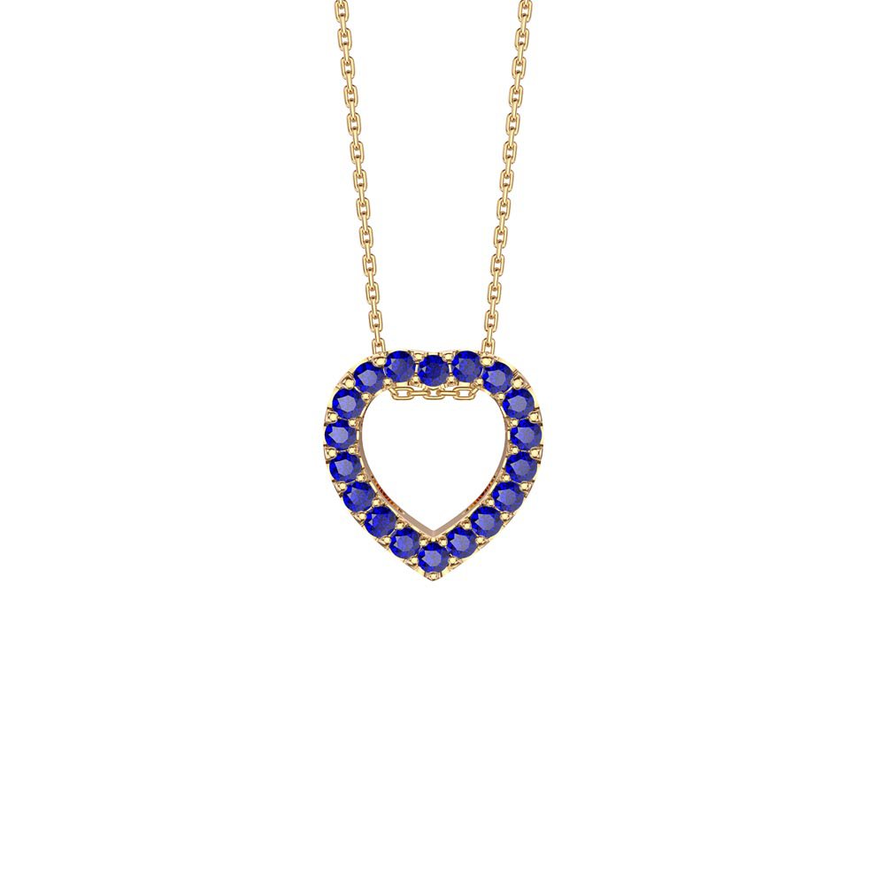 Infinity Heart Sapphire Solitaire and Halo 18K Gold Vermeil Pendant Set #2