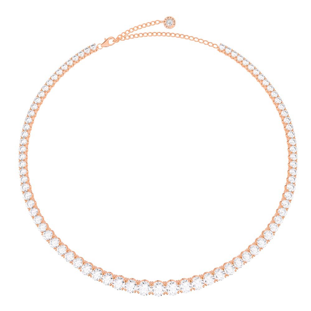 Eternity 30ct Diamond CZ 18K Rose Gold plated Silver Graduated Tennis Necklace