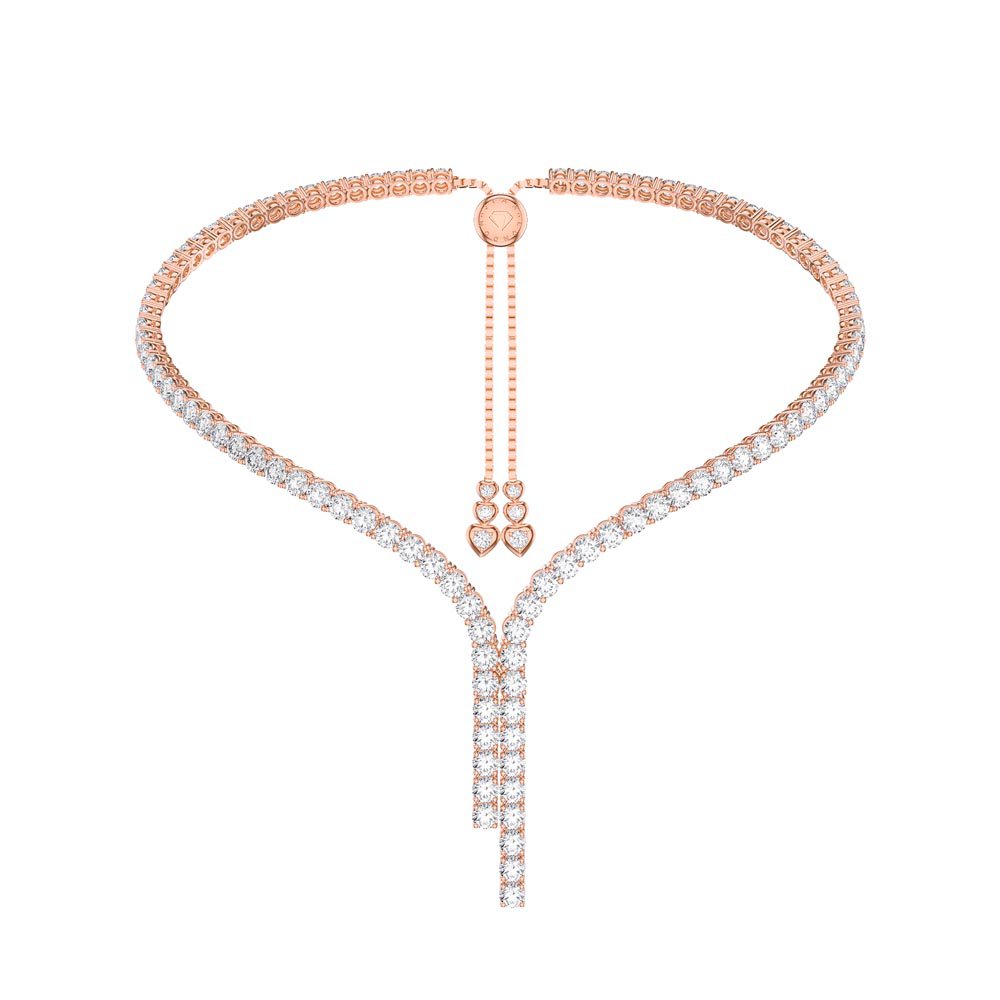 Eternity Asymmetric Drop White Sapphire 18K Rose Gold Vermeil Tennis Necklace
