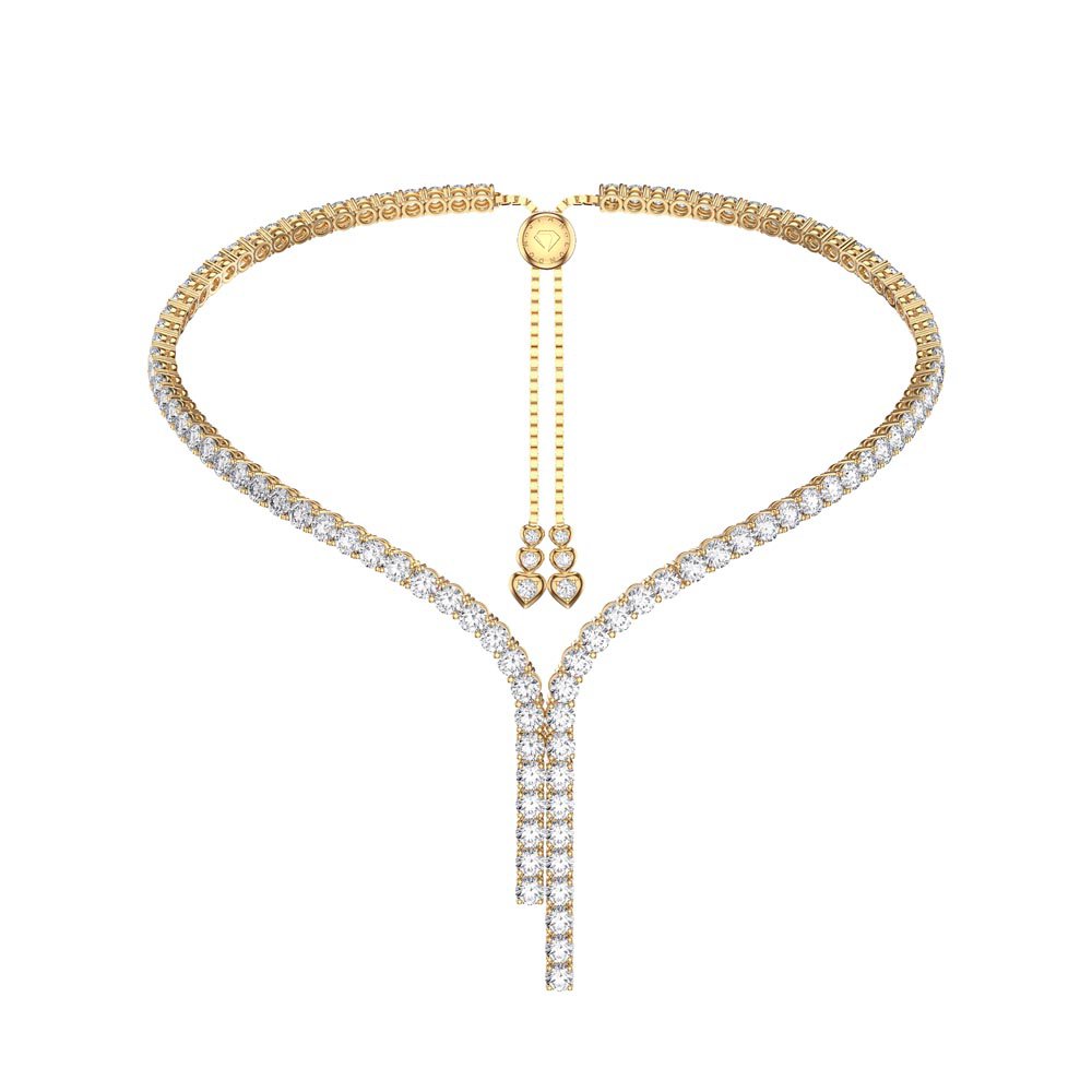 Eternity Asymmetric Drop Diamond CZ 18K Gold plated Silver Tennis Necklace #1