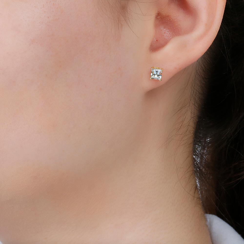 Charmisma 1ct White Sapphire 18K Gold Vermeil Princess Stud Earrings #2