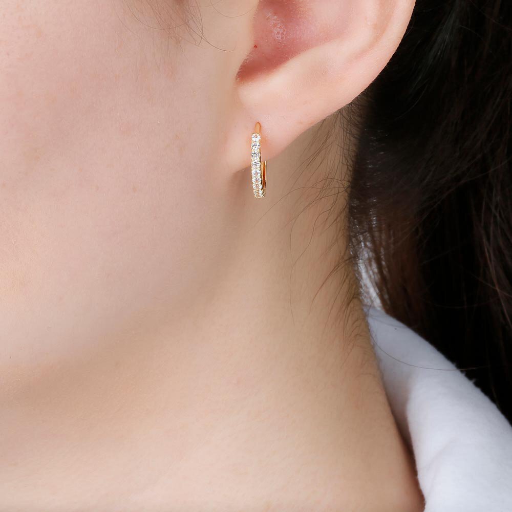 Charmisma White Sapphire 10K Gold Hoop Earrings Small #2