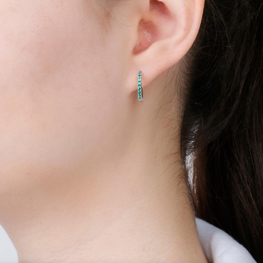 Charmisma Emerald Platinum plated Silver Hoop Earrings Small #2