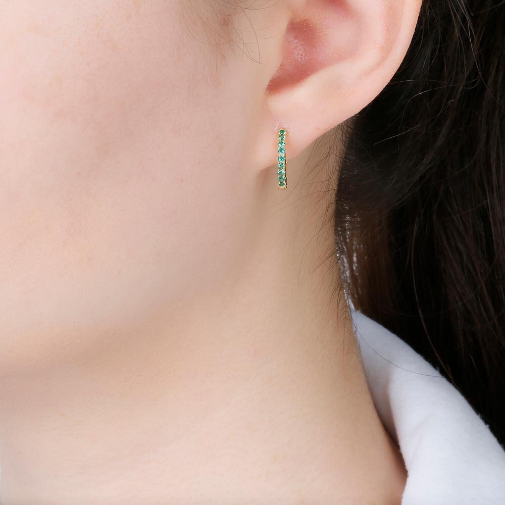 Charmisma Emerald 18K Gold Vermeil Hoop Earrings Small #2