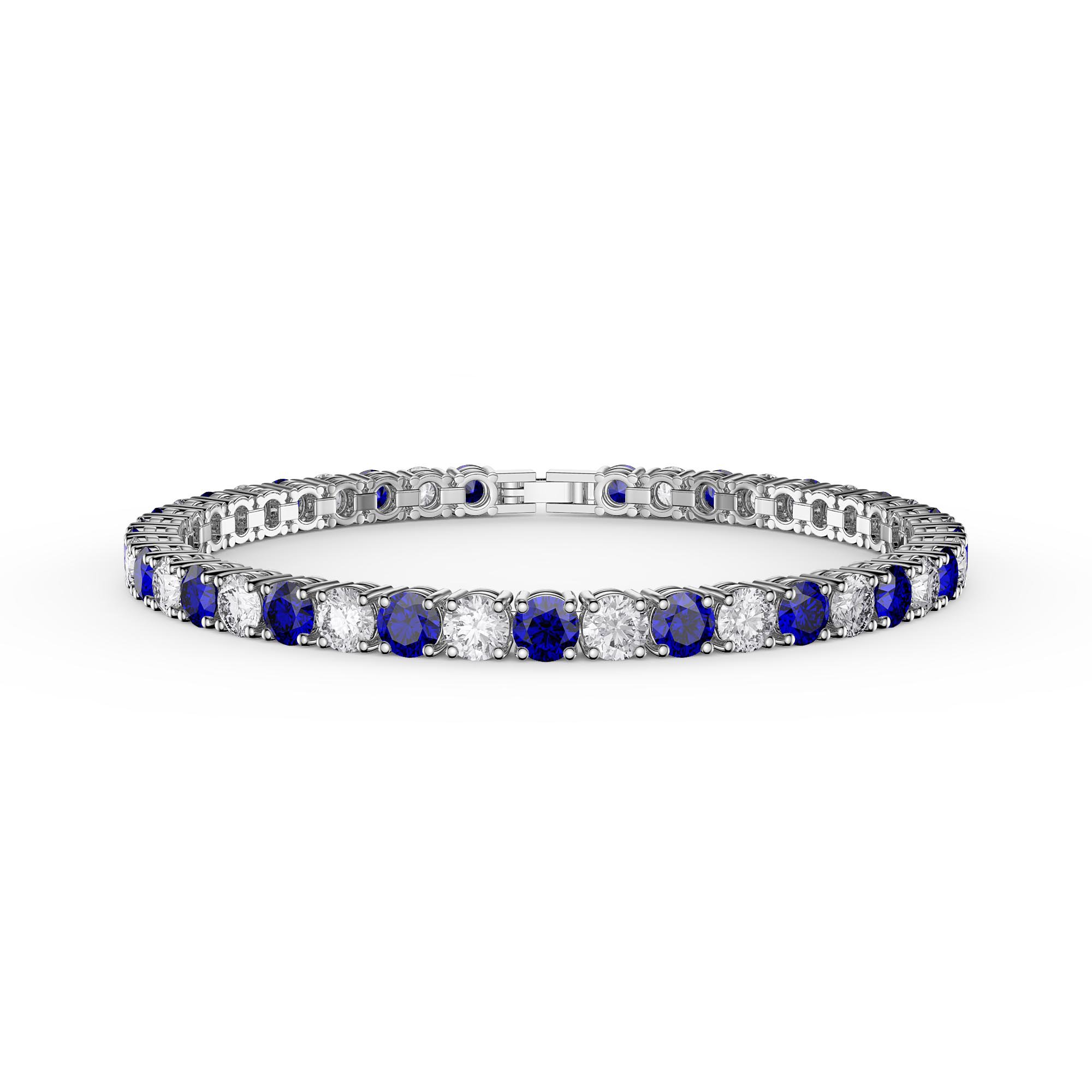 Silver Diamond Lux Lab Created Sapphire and Cz Tennis Bracelet