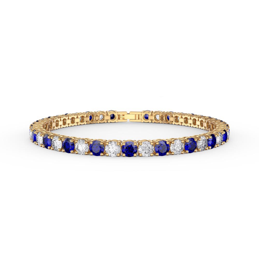 Eternity 10ct Sapphire and Moissanite 18K Gold Vermeil Tennis Bracelet