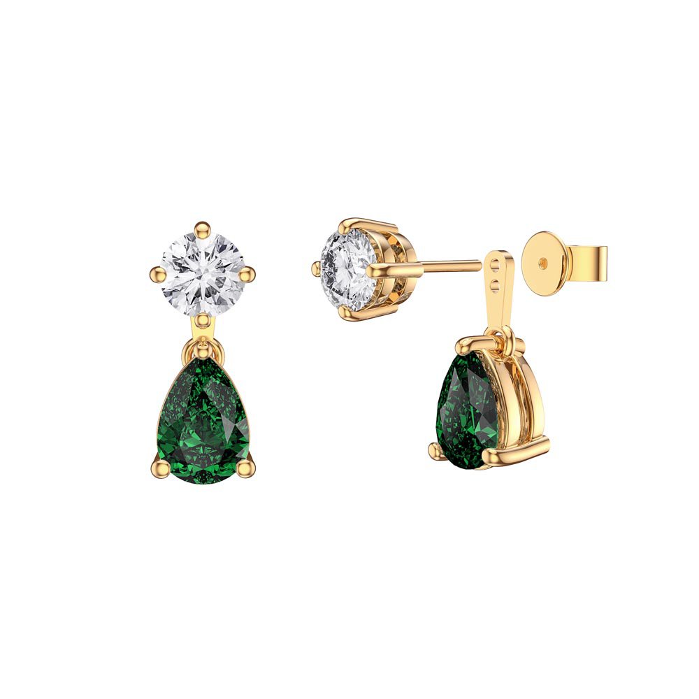 Charmisma 6ct Emerald CZ 18K Gold Vermeil Pear Earring Set