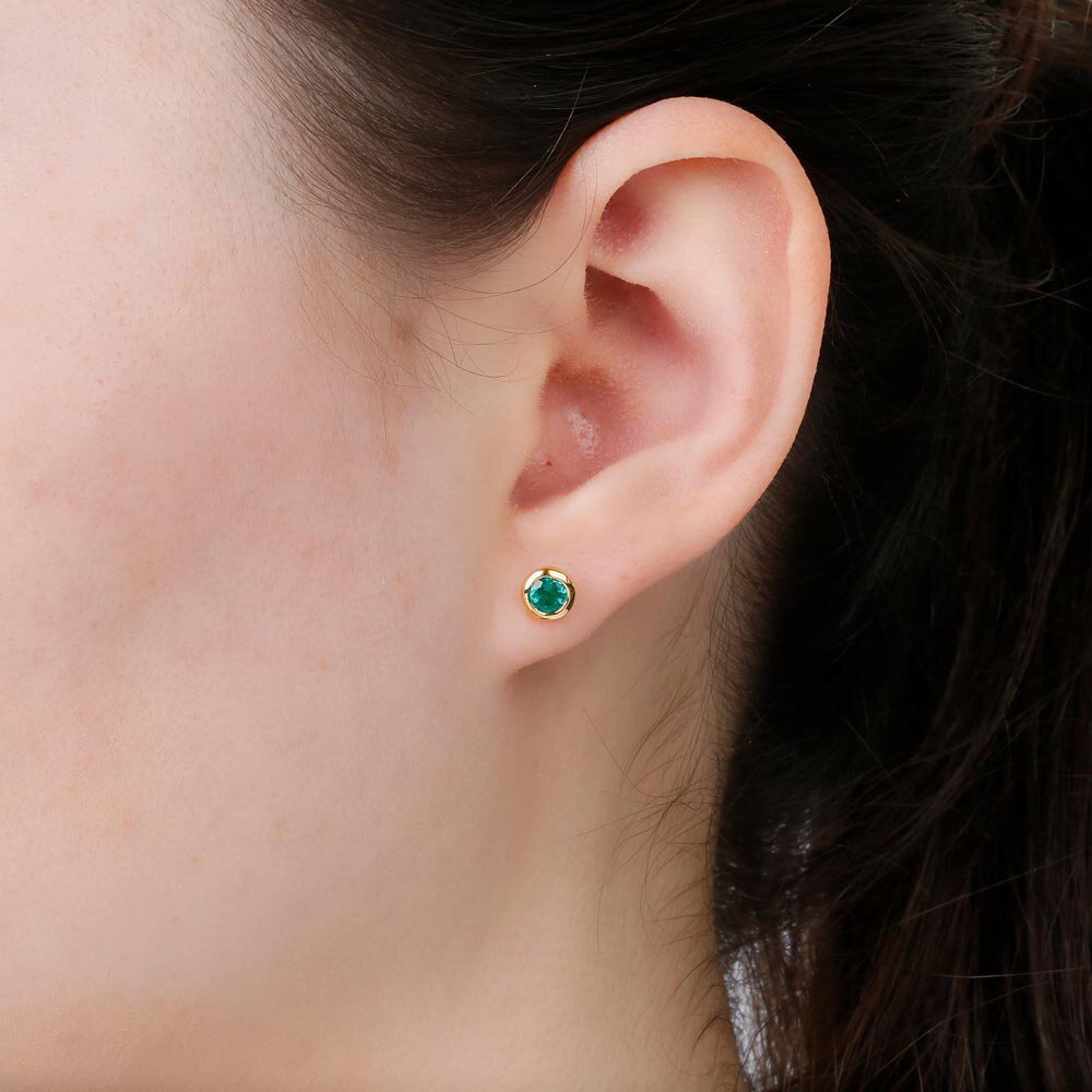 Infinity Emerald 18K Yellow Gold Stud Earrings #2