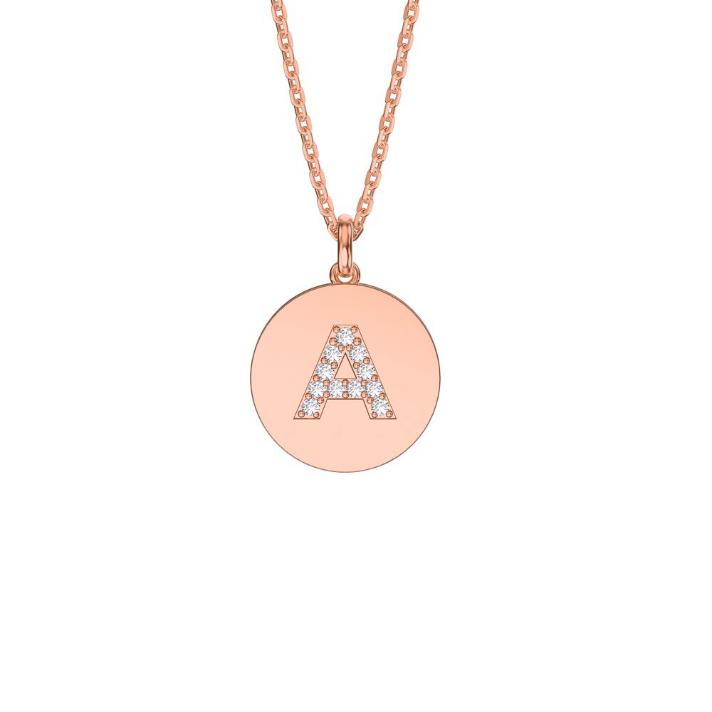 Charmisma Moissanite Pave 18K Rose Gold Vemeil Alphabet Pendant A