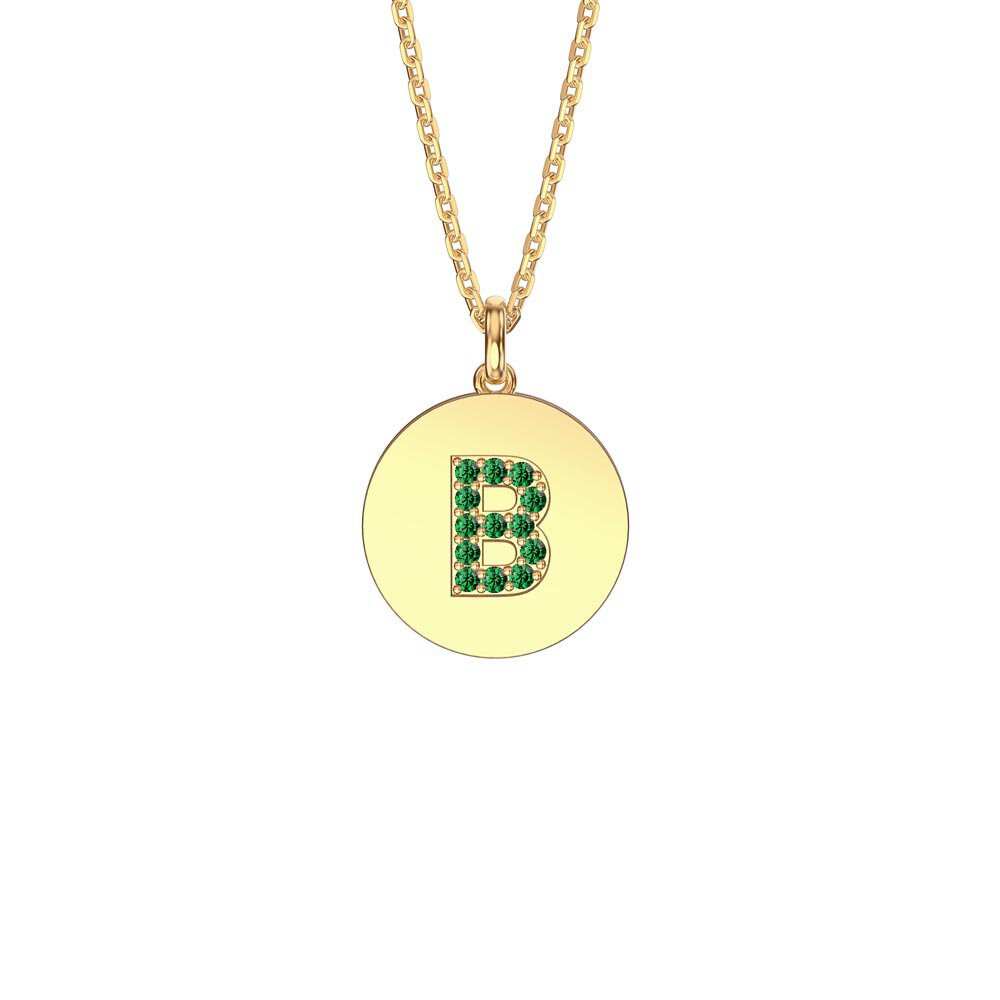 Charmisma Emerald Pave 18K Gold Vemeil Alphabet Pendant B