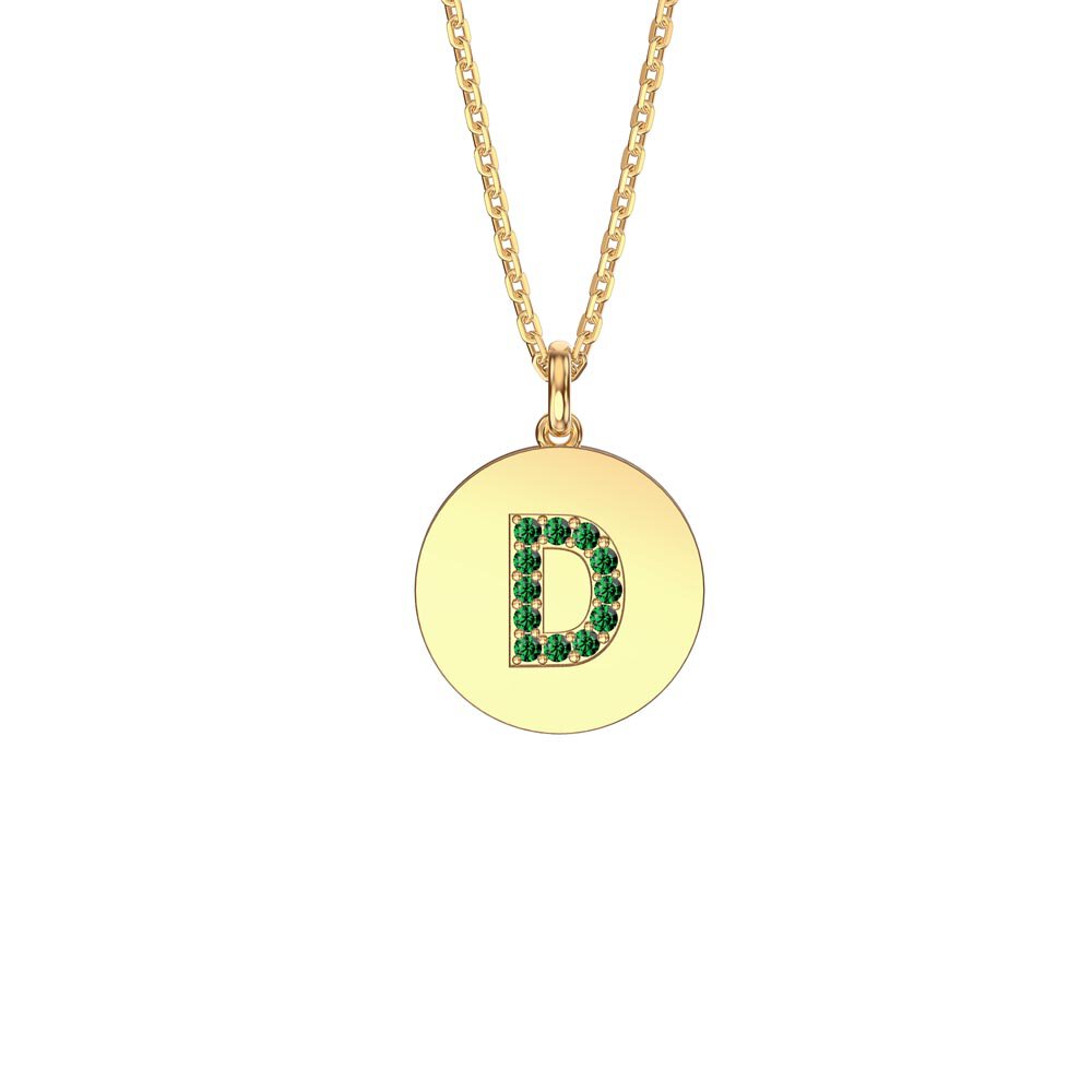 Charmisma Emerald Pave 18K Gold Vemeil Alphabet Pendant D