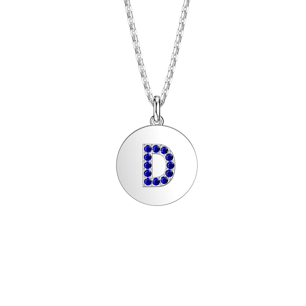 Charmisma Sapphire Pave Platinum plated Silver Alphabet Pendant D