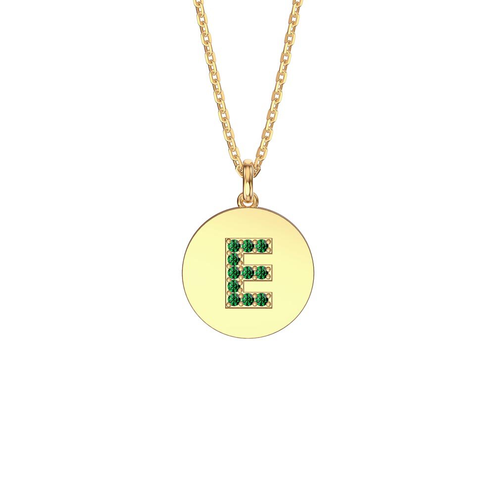 Charmisma Emerald Pave 18K Gold Vemeil Alphabet Pendant E