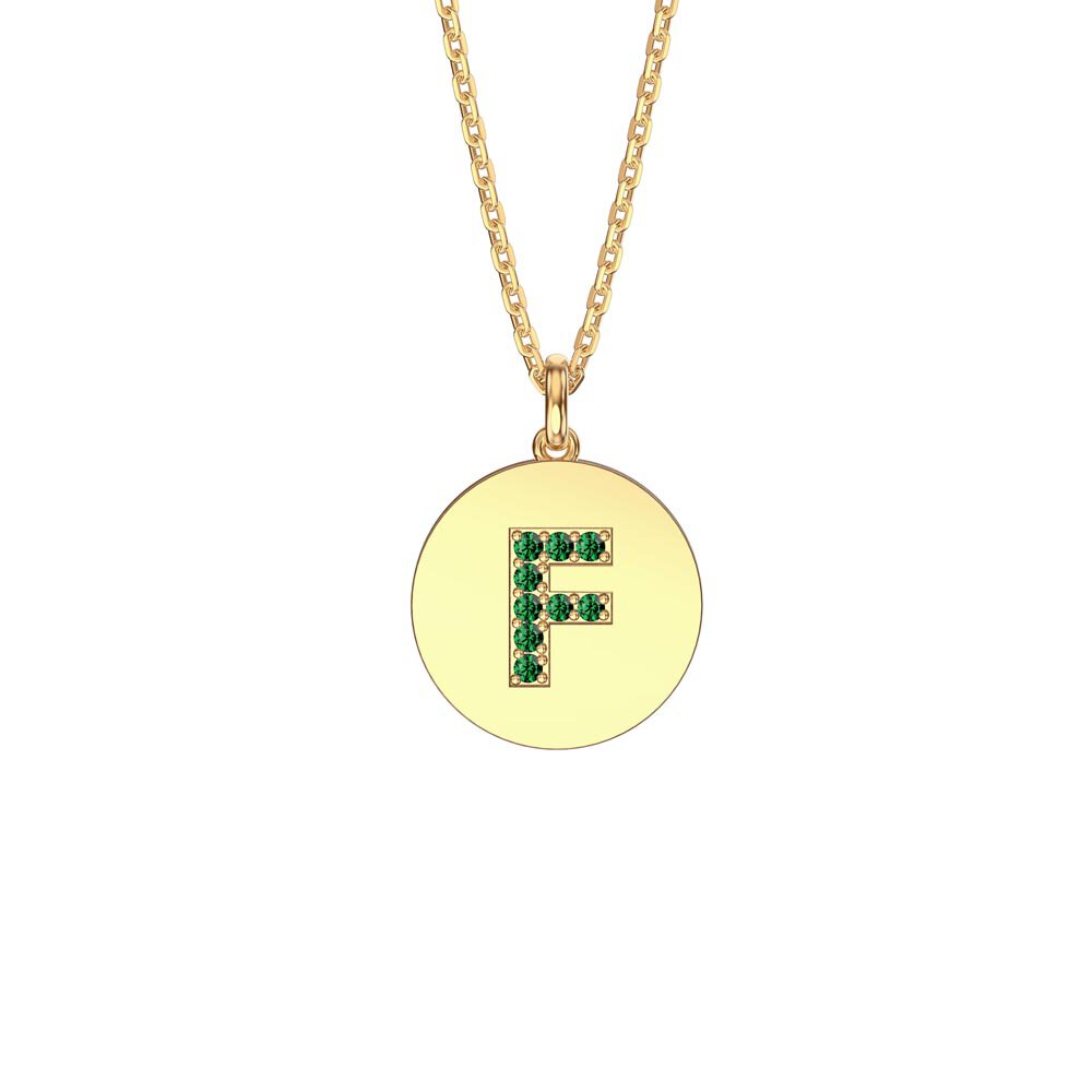 Charmisma Emerald Pave 18K Gold Vemeil Alphabet Pendant F