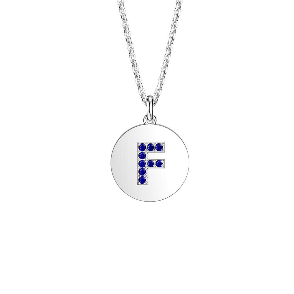 Charmisma Sapphire Pave Platinum plated Silver Alphabet Pendant F