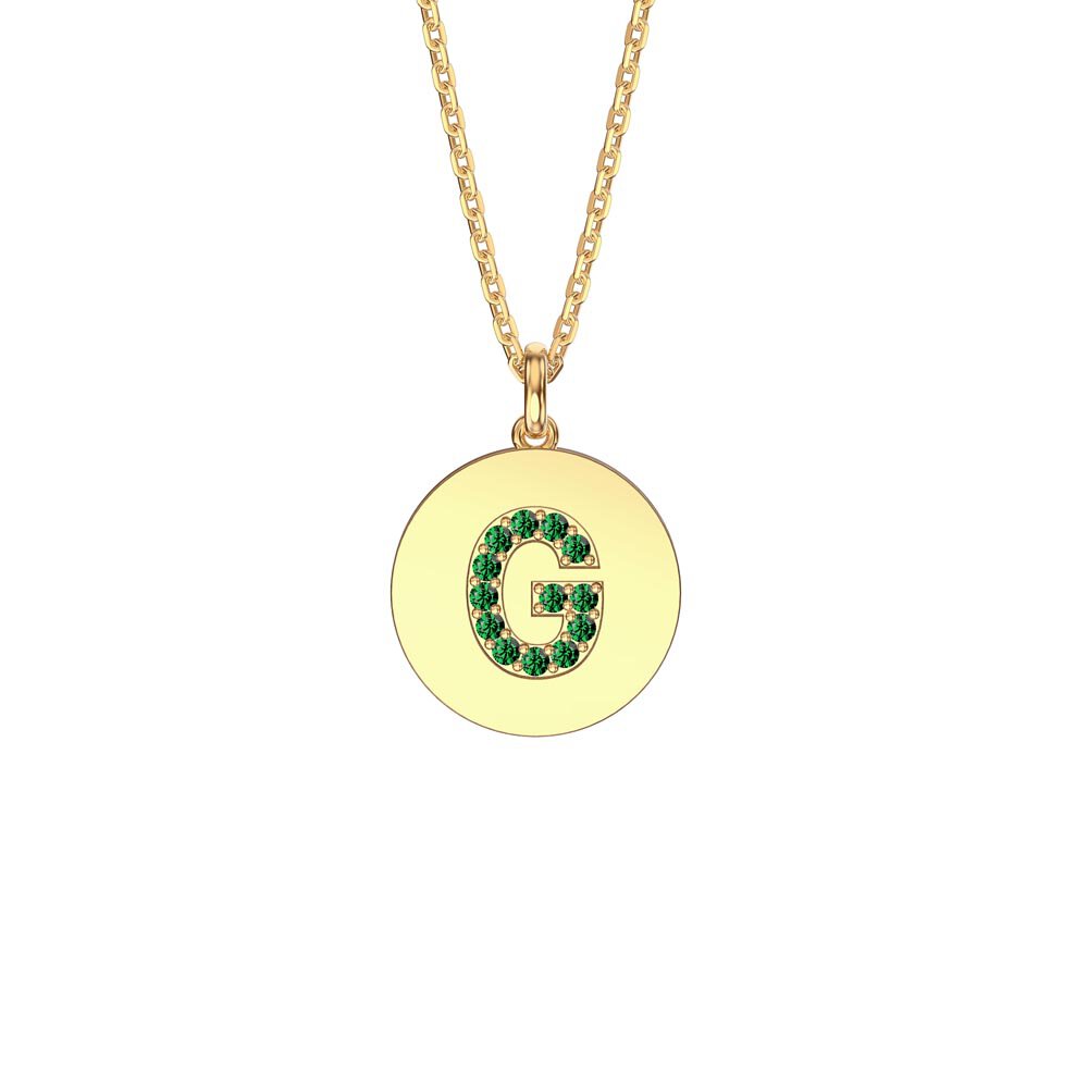 Charmisma Emerald Pave 18K Gold Vemeil Alphabet Pendant G