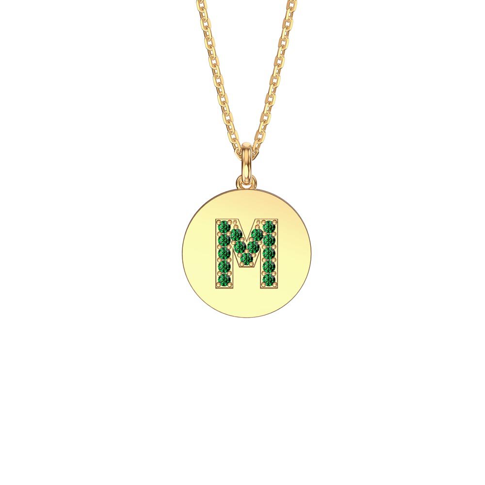 Charmisma Emerald Pave 18K Gold Vemeil Alphabet Pendant M